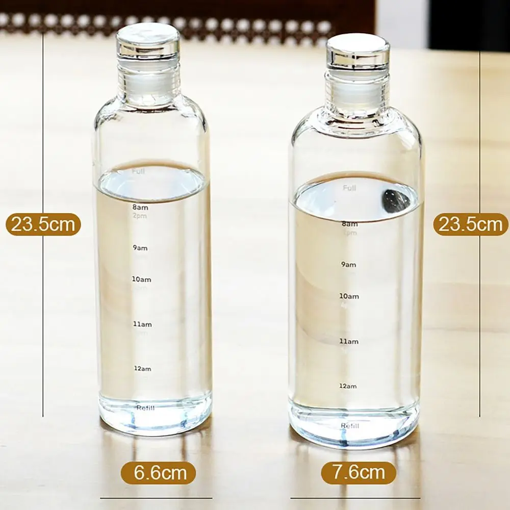 Portable 500/750ML Water Bottle Timescale Transparent Drinking Cup Leakproof Juice Bottle for Student view 6