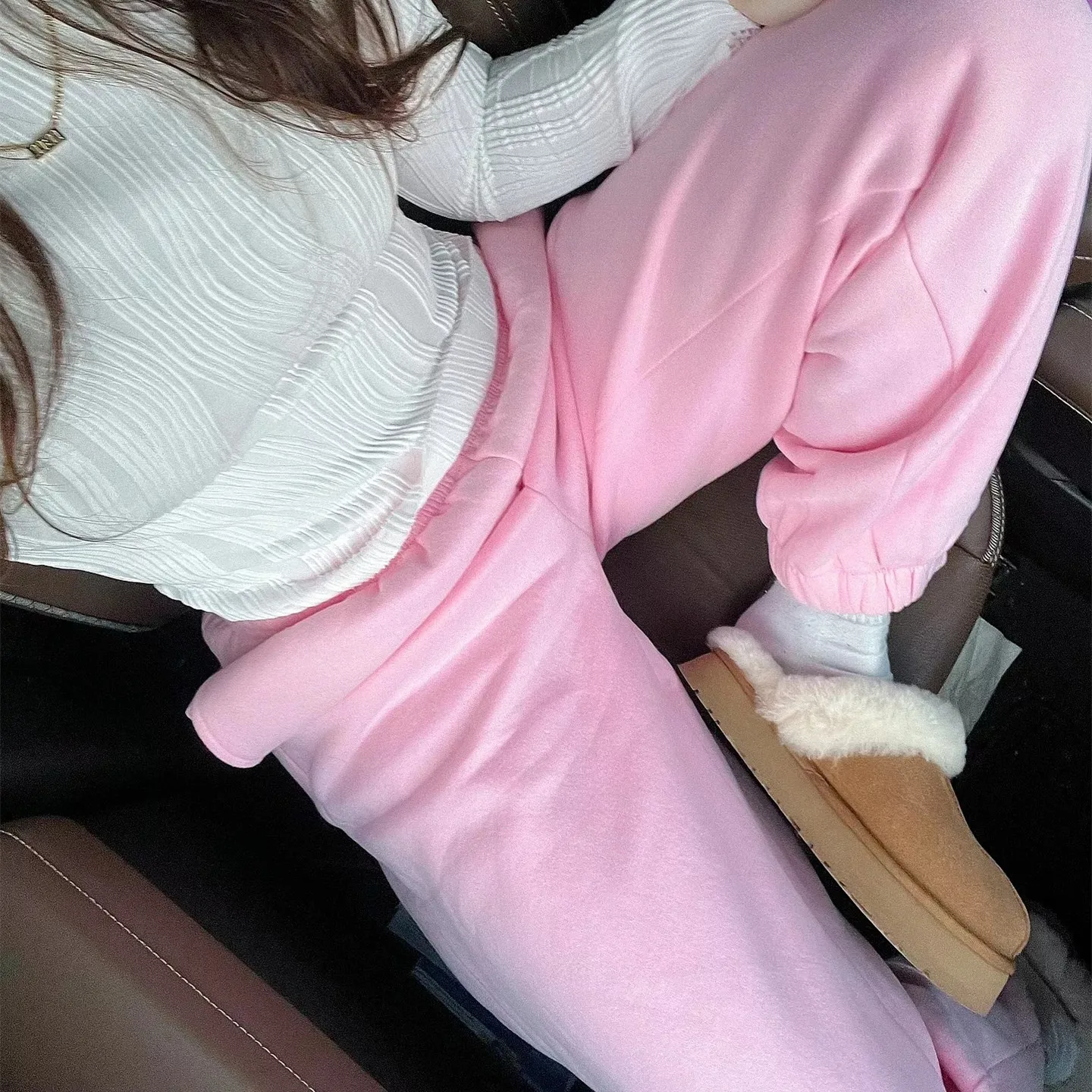 بنطال رياضي فضفاض واسع الساق للنساء، سروال رياضي لليوجا مستقيم الساق، سروال رياضي كاجوال