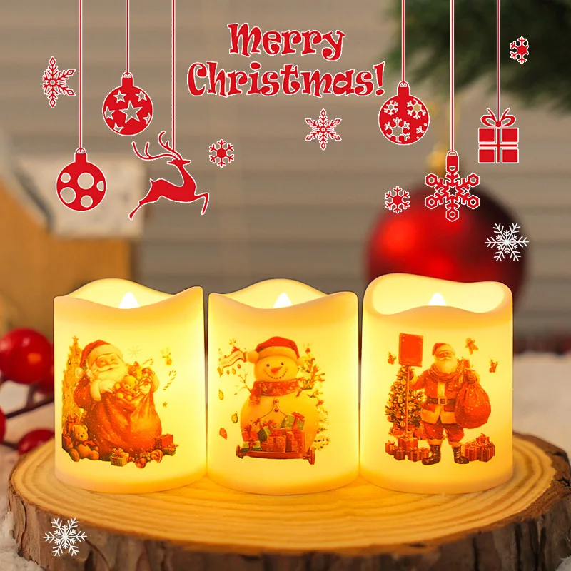 

6 шт. рождественские светодиодные беспламенные свечи с настоящим воском, светодиодная мерцающая свеча на столбе, домашнее окно, рождественский зимний праздничный декор, подарок