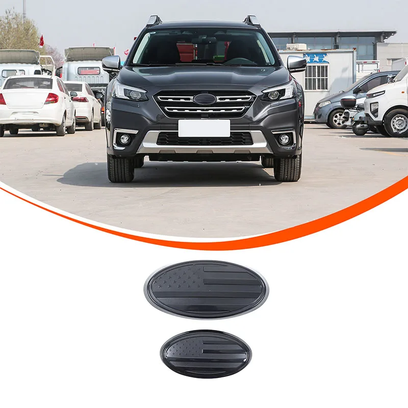 

For Subaru Outback 2021+ Car front and rear logo decorative covers ABS black Auto accessories 2 Pcs