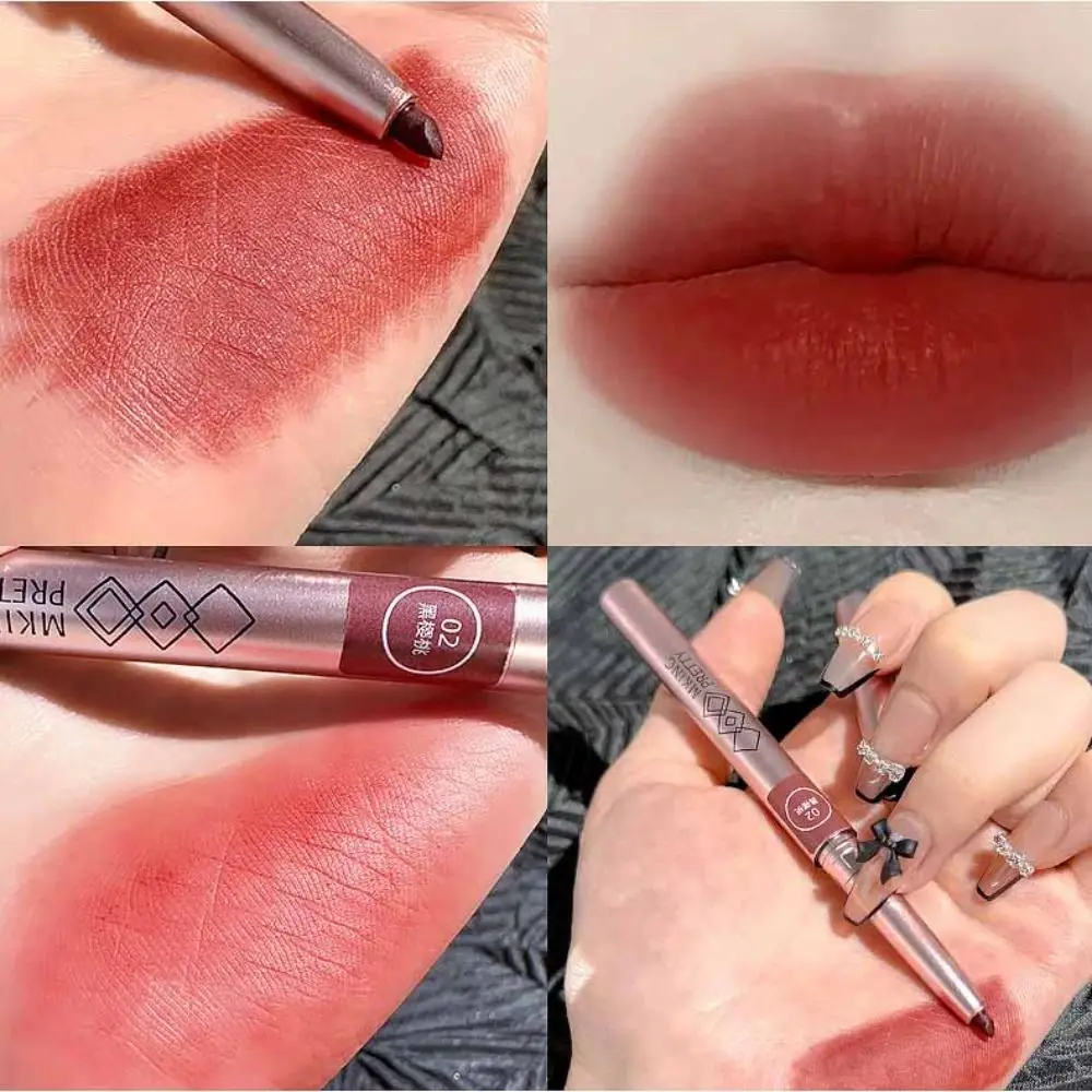 Lips Makeup Nude Lip Liner Pen Matte Waterproof Lipstick Pen Lasting Non-stick Cup Lipliner Pencil Women