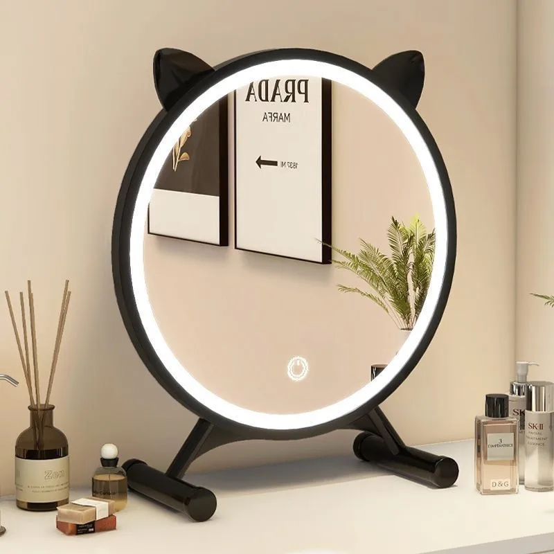 Desktop Smart Led Makeup Mirror with Light Home Bedroom Dressing Table Mirror Student Dormitory Desktop Dressing Mirror