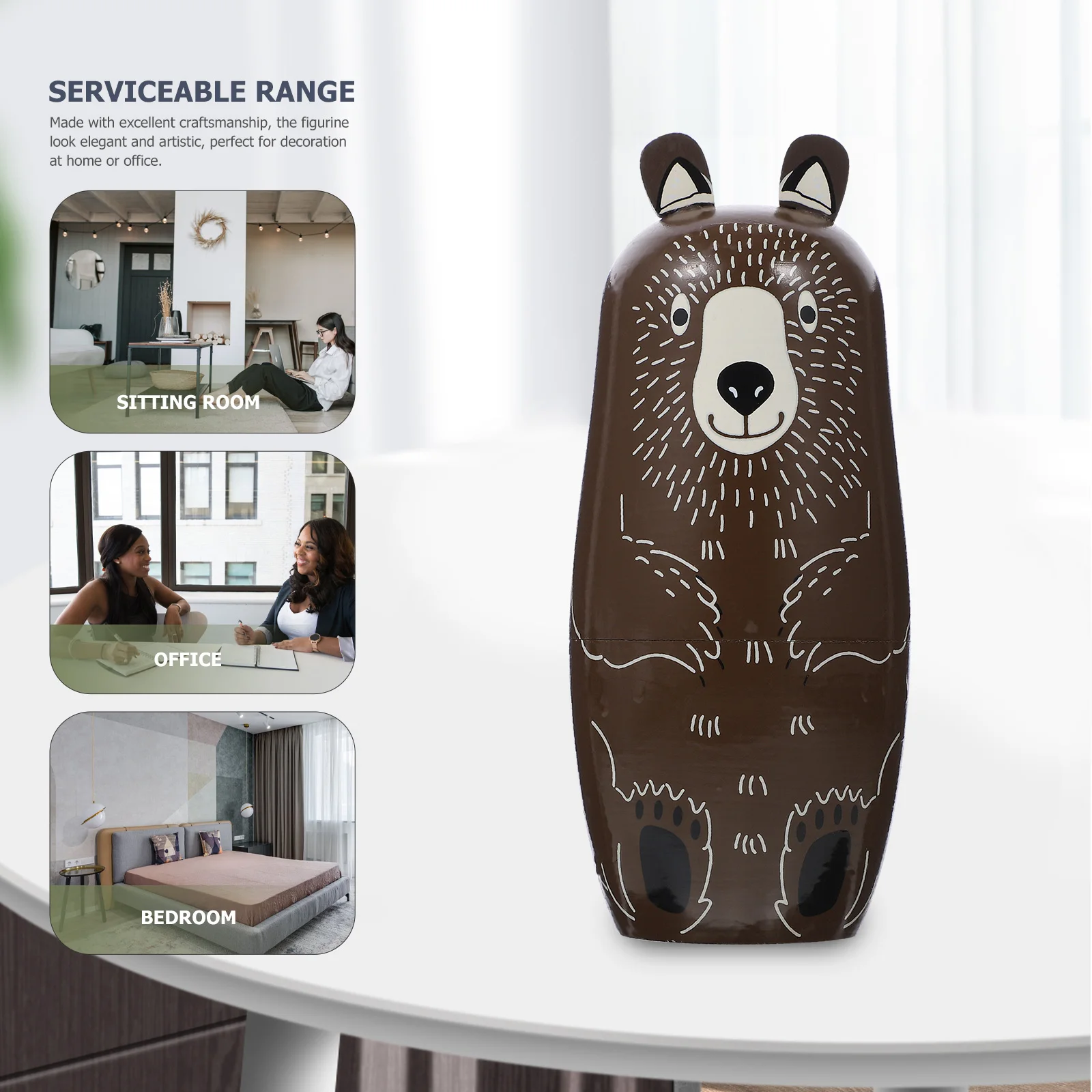 

5 Pcs Matryoshka Animal Lovers Gift Lovely Nseting to Stack Nesting Bear Bamboo Russian