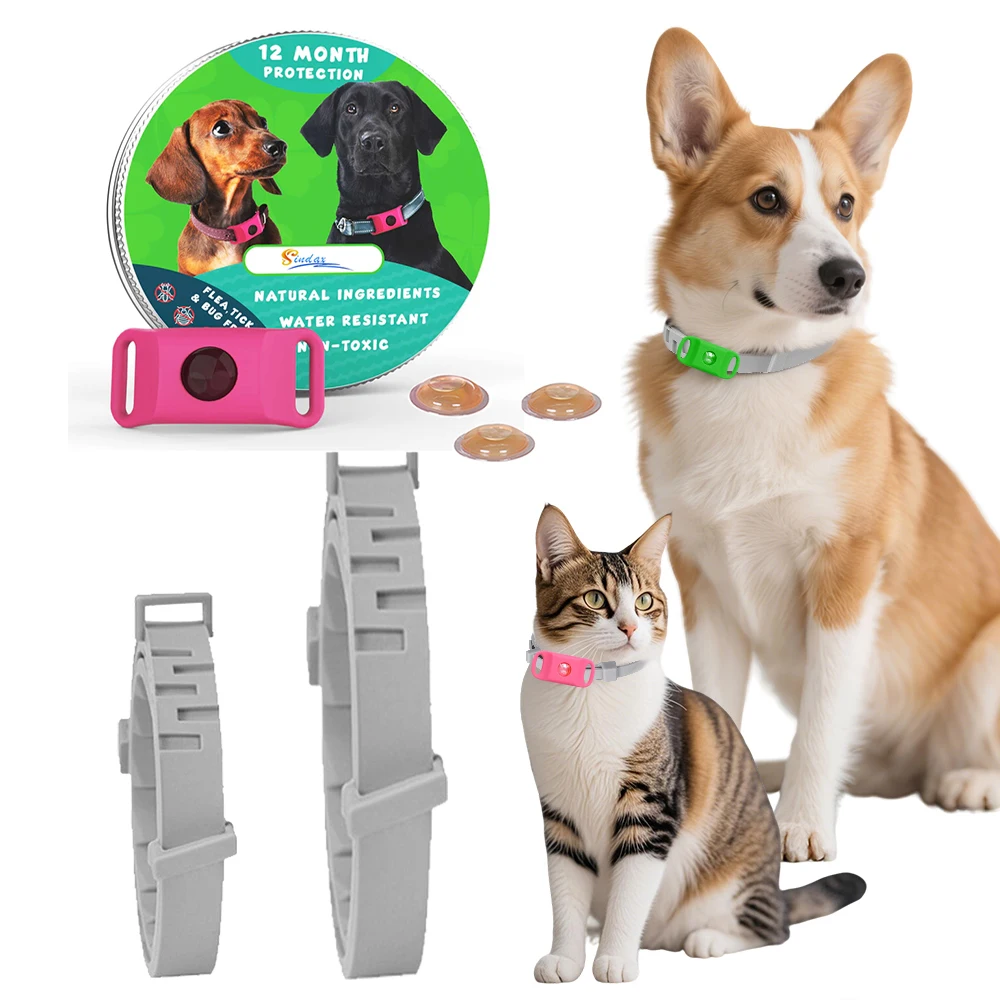 Hundehalsband gegen Floh- und Zecken, ätherisches Öl, Anhänger für Hunde und Katzen, sicheres, verstellbares Halsband, Haustiermarken mit ätherischen Ölen zum Abweichen der Schädlinge