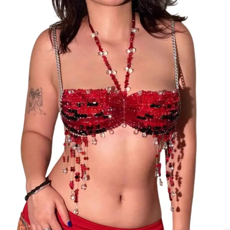 

77He Chaby Chain Bra Bra с бикини для бикини для ночного клуба.