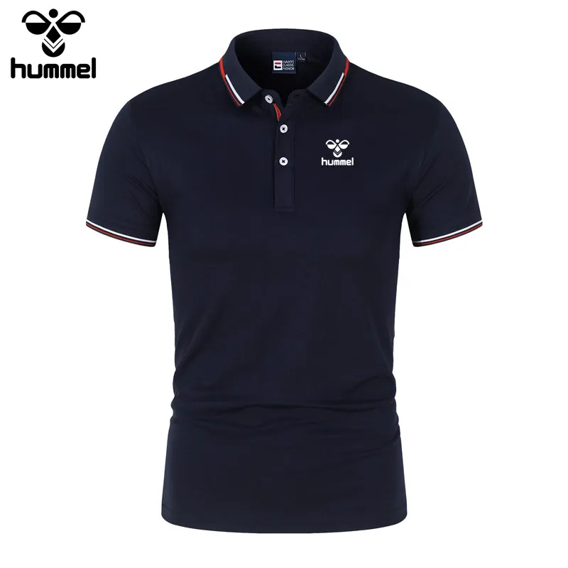 2024 New HUMMEL Polo Shirt Men\'s Summer Short Sleeve T-shirt Brand Breathable Work Clothes Brand Polo Shirt Wholesale Shirt of S