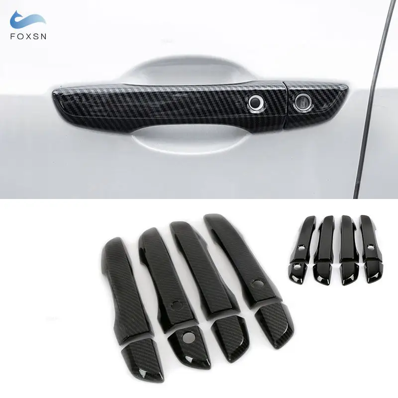 For Honda Civic 10th 2016 2017 2018 2019 2020 LHD ABS Carbon Fiber Texture / Glossy Black Car Exterior Door Handle Cover Trim