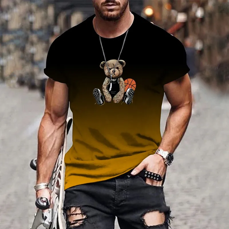 

Camiseta con degradado 3D para hombre,top personalizado,cuello redondo,manga corta,estilo deportivo informal,talla
