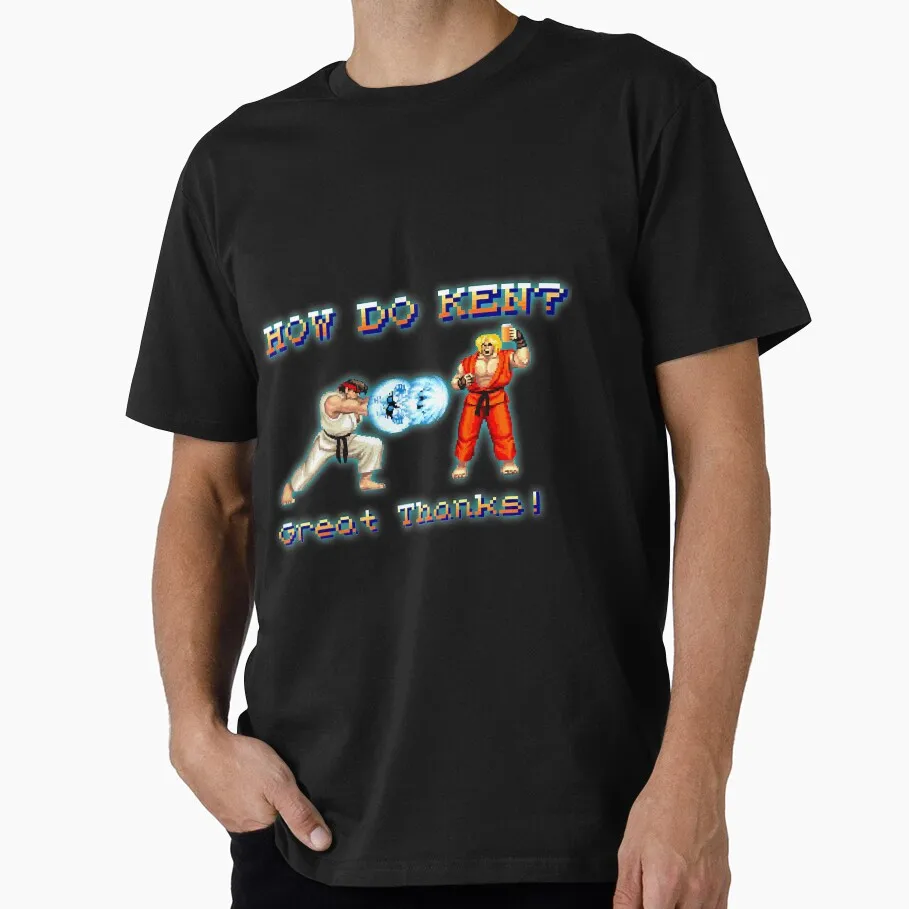 How do Ken 0128 Street Fighter 80s Cartoon Combat Videogame Gift t shirt Retro Arcade game Graphic Tee Y2K Clothes All size Tops