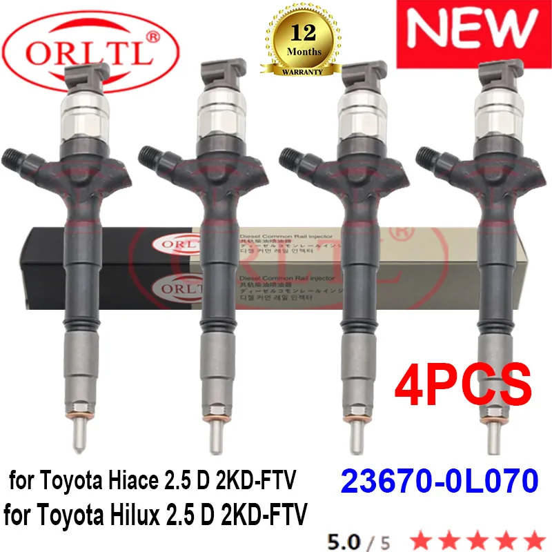 

4PCS Diesel 23670-0L070 Common Rail Injector 23670 0L070 236700L070 2950407480 for Toyota Hiace Hilux 2.5 D 2KD-FTV