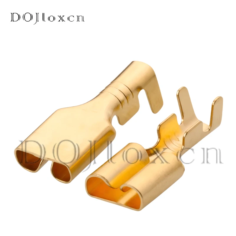 

20 Pcs 6.3mm Flat Spring Pluggable Cold Press Switch Wireing Terminal For Automotive Female Connector