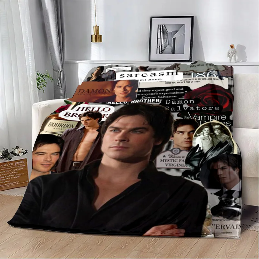 

Damon Salvatore The Vampire Diaries Printed Blanket Picnic Blankets Warm Blanket Soft and Comfortable Home Travel Birthday Gift