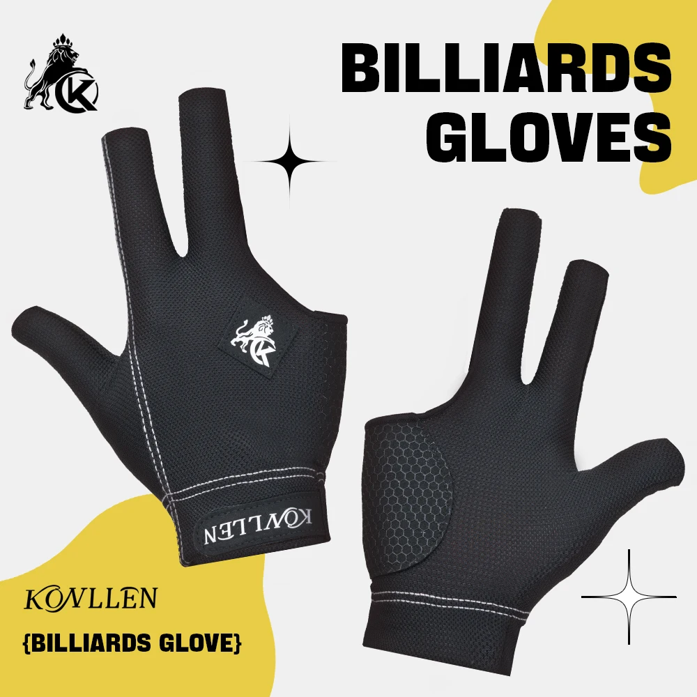 

KONLLEN 3-finger billiards gloves pool gloves left and right-hand durable double-stitched snooker cue professional gloves