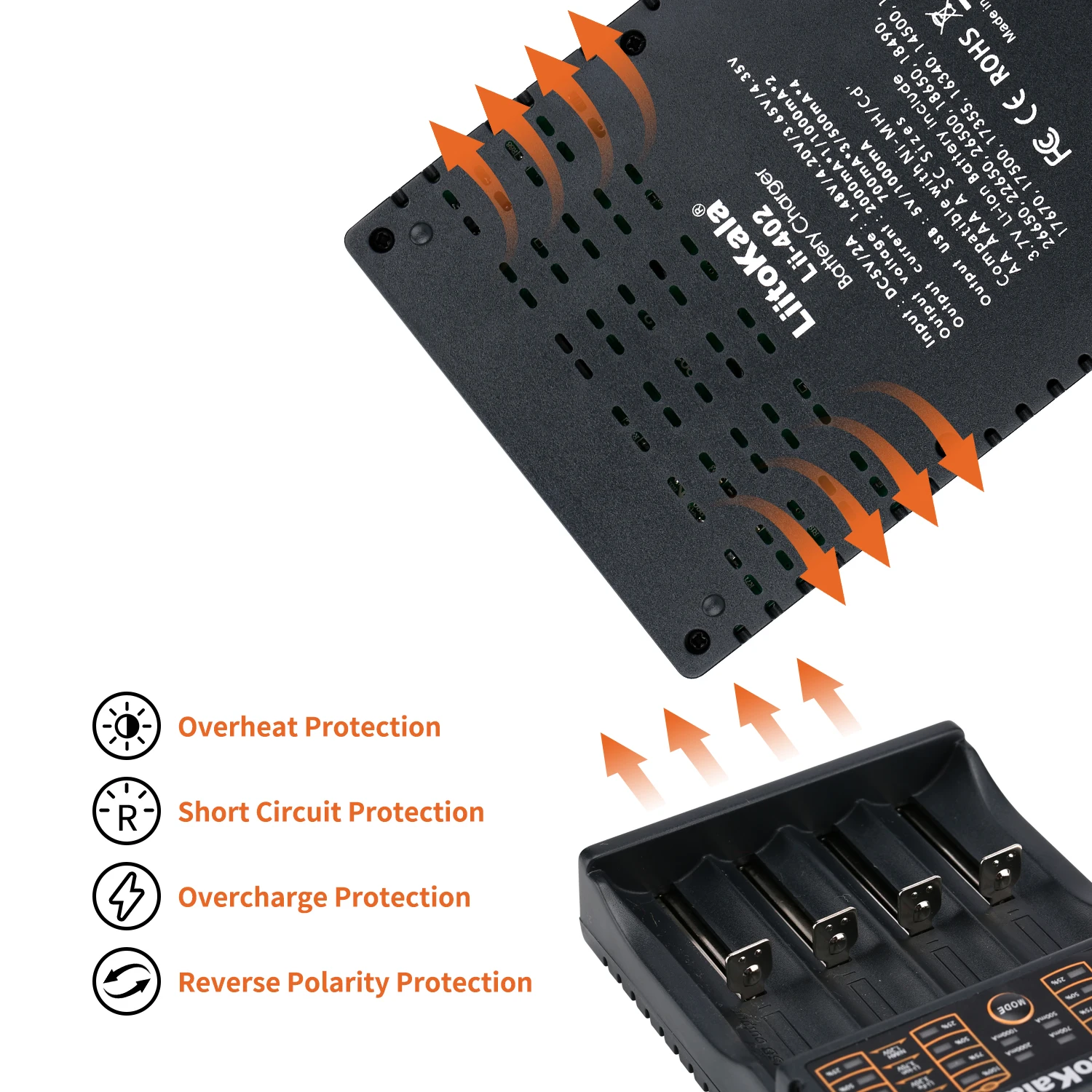 1-5PCS LiitoKala Lii-402+U1 18650 Smart Battery Charger 1.2V 3.7V 3.2V 3.85V for 26650 18500 18350 17500 16340 14500  Battery