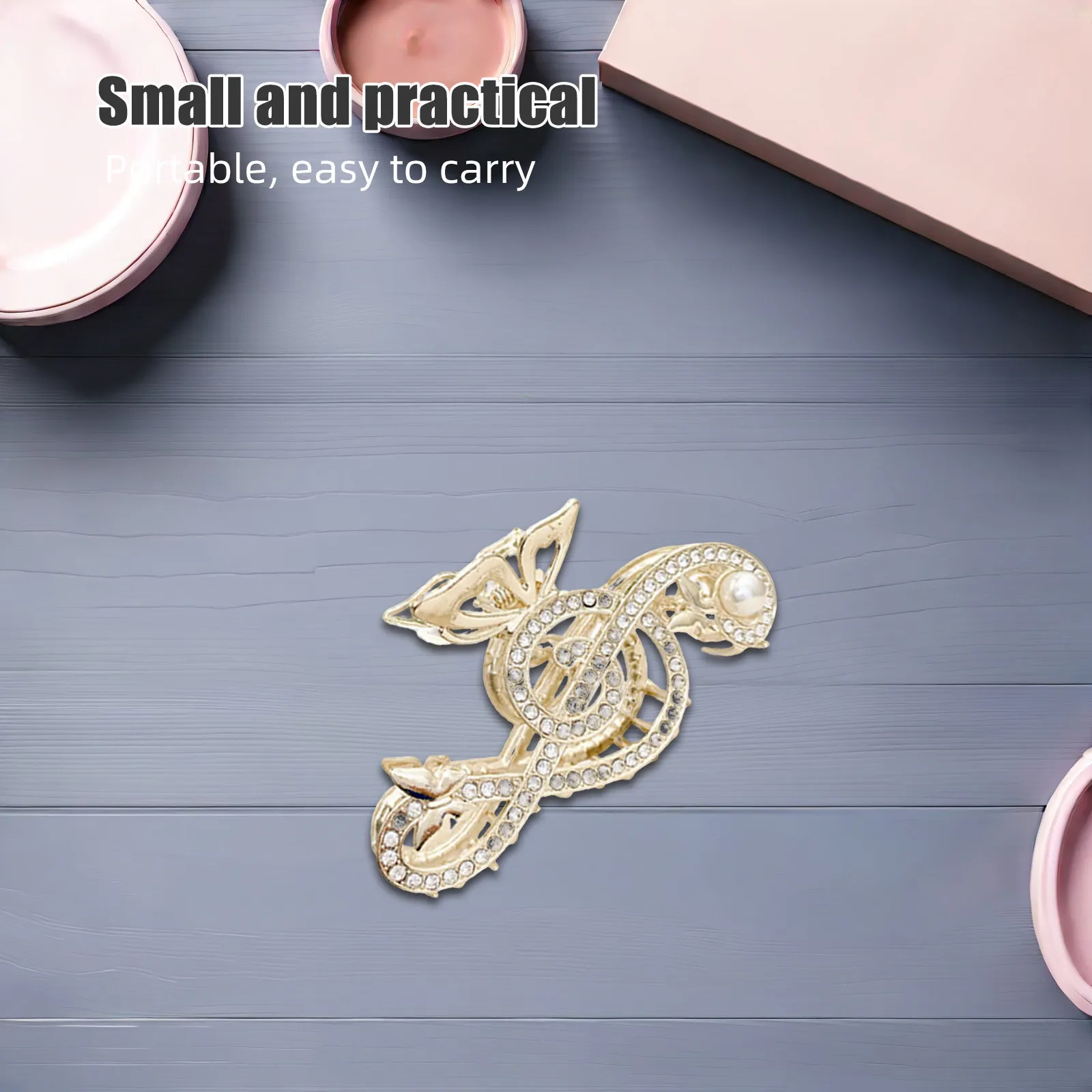 

Fashionable Music Note Hair Claw for Women Sparkling Rhinestone Pearl Detail Strong Spring Tension Non Slip Hair Clip for Daily