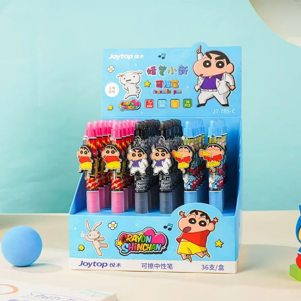 

3 шт., настоящий карандаш Шин-Чан, 0,5 мм, стираемая шариковая ручка, студенческие гелевые ручки для письма и рисования с героями мультфильмов, школьные канцелярские принадлежности