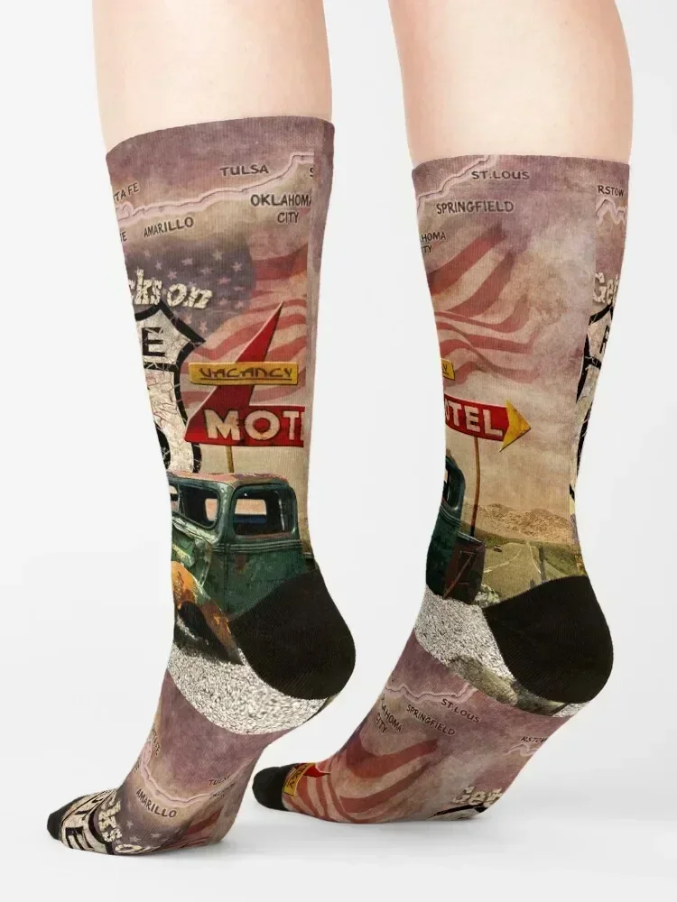 Get your Kicks on Route 66 Socks Argentina Running japanese fashion summer Socks For Man Women's