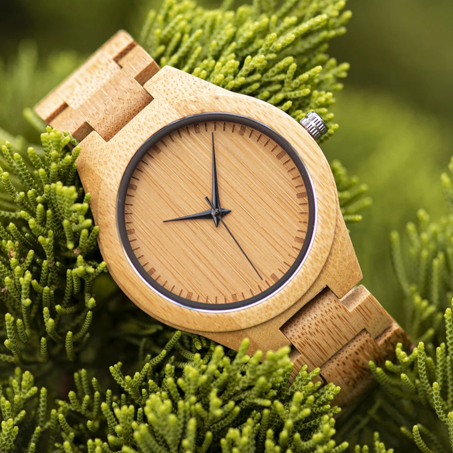 BOBO BIRD Couple Watches Bamboo Quartz Wristwatch For Men Women Wooden Strap Timepieces Clock With Gift Box Dropshipping Custom