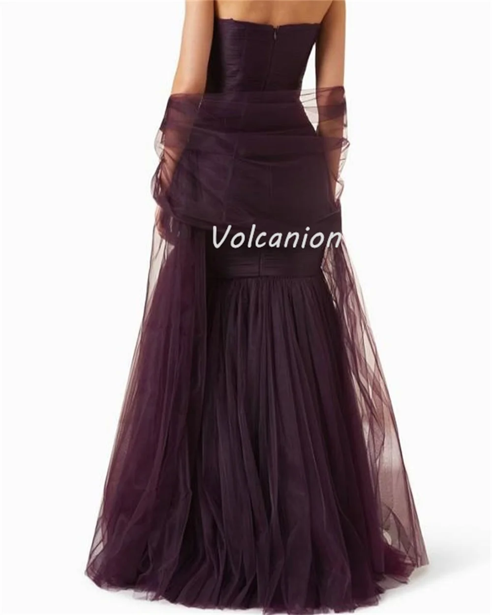 カスタマイズされたモダンなスタイルのマッチングチュールプリーツコラムストラップレスロングドレスオーダーメイドオケージョンドレス複雑な高品質