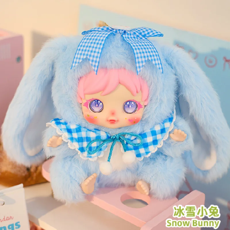 Originale Amy Furry Little Rabbit Series Scatola cieca in peluche Simpatico fiocco bambola morbida orecchie lunghe Ornamento da tavolo Regalo a sorpresa Scatola misteriosa