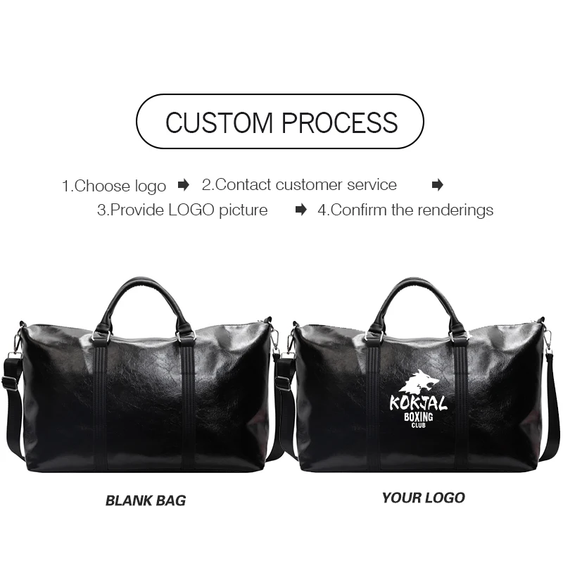 Custom Leather Sports Gym Bag Outdoor Travel Fitness Camping Training bag print logo Yoga pack Large Luggage Tote  Shoulder bag