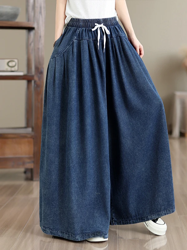 Pantalones vaqueros retro lavados de mezclilla, estilo peto, de pierna ancha, largos, talla grande, para mujer, informales