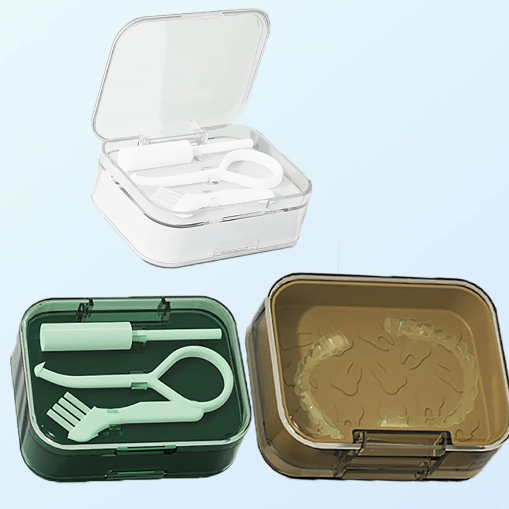 Denture Storage Box Double Layers Denture Box Retainer Braces Storage Box Small denture storage box Denture easy to clean