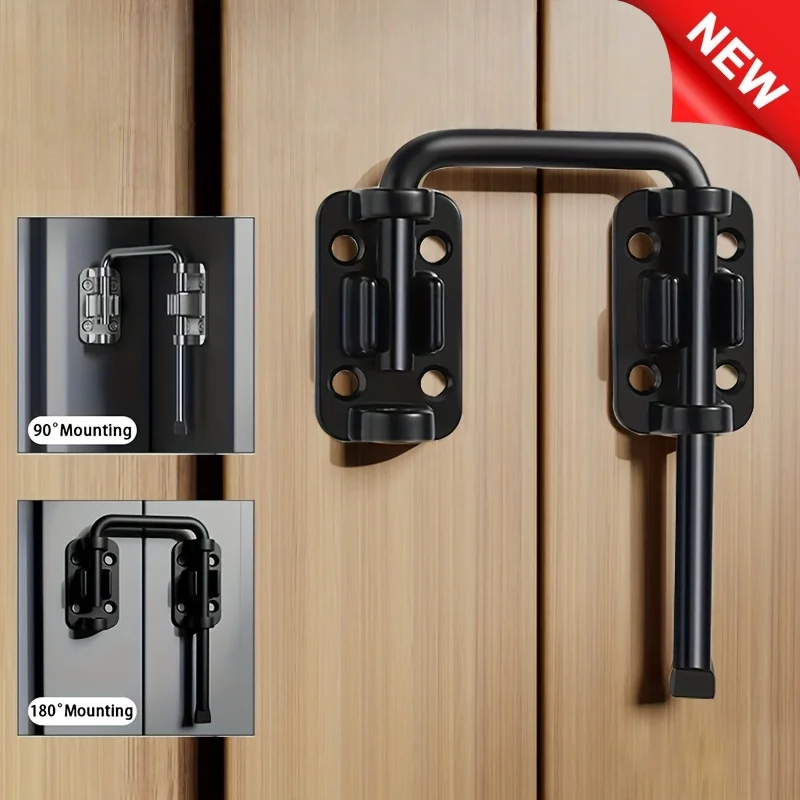 90/180 Degree Zinc Alloy Door Latch Lock,Patio Sliding Door Loop Locks,Universal Doors Bolt,Gate Anti-theft Buckle Hasp Hardware
