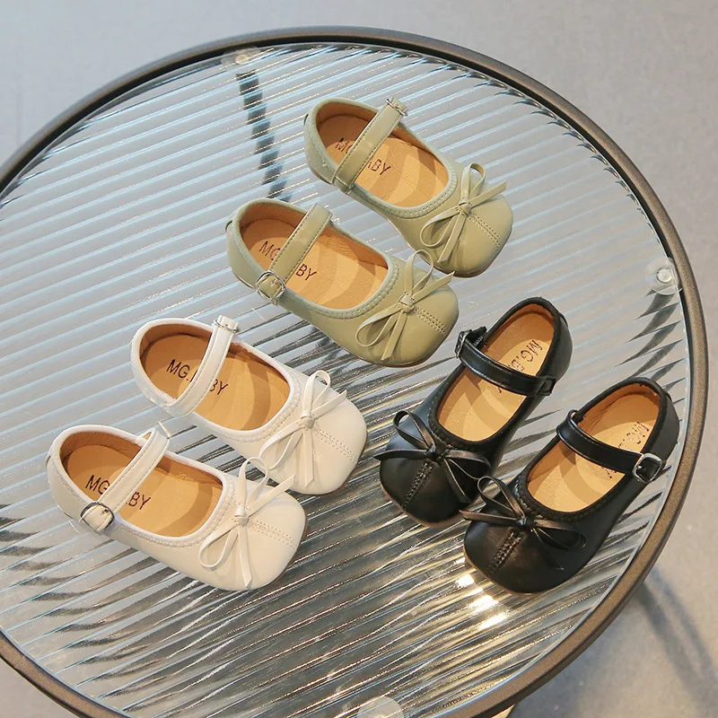 2026 Autumn Fashion Mary Janes Shoes For Baby Butterfly Girls Flats Soft Singe Shoes For Kids Girls PU Leather Shoes 21-30