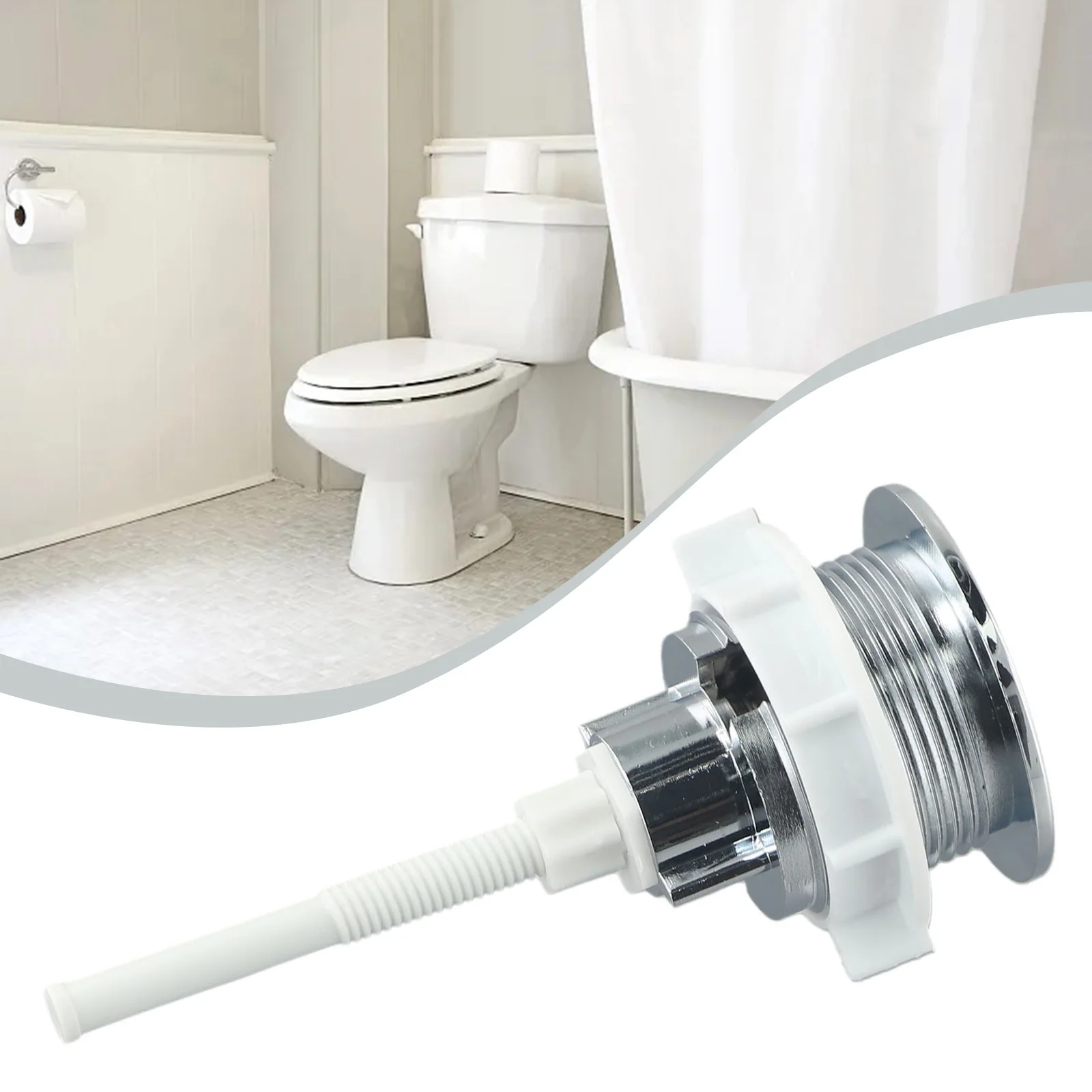 Push Button Toilet Tank Button Bathrooms 1 Piece ABS Plastic Corrosion-resistant Rust-proof Single Button Sliver