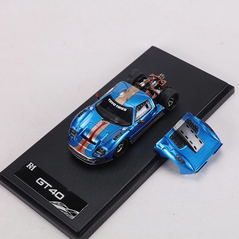 

RM 1:64 GT40 Гоночный автомобиль Открываемая магнитная крышка двигателя Модель автомобиля из сплава