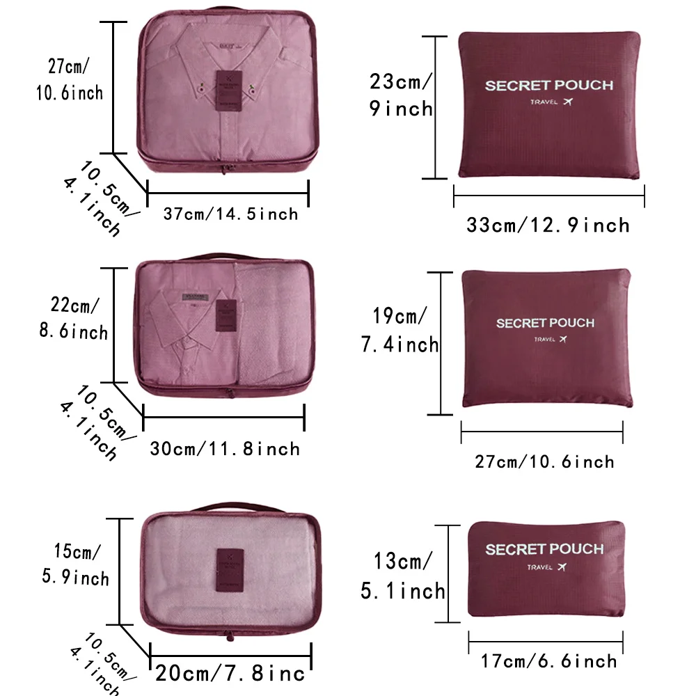 旅行、荷物、靴、化粧品、収納、アクセサリー、衣類用のオーガナイザーバッグ、6個セット