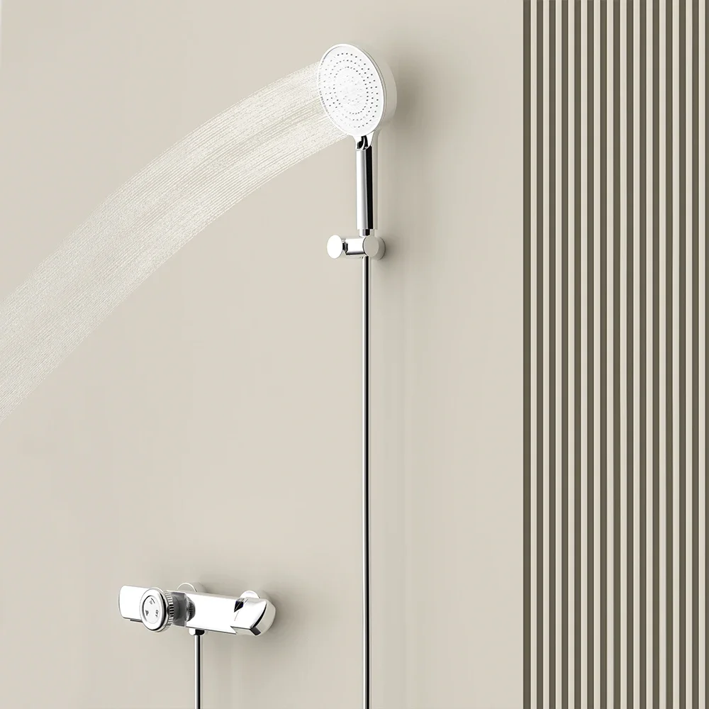SKOWLL Thermostatic Shower Mixer Set with Handheld Shower, Adjustable Slide Bar Wall Mounted Bathroom Shower System