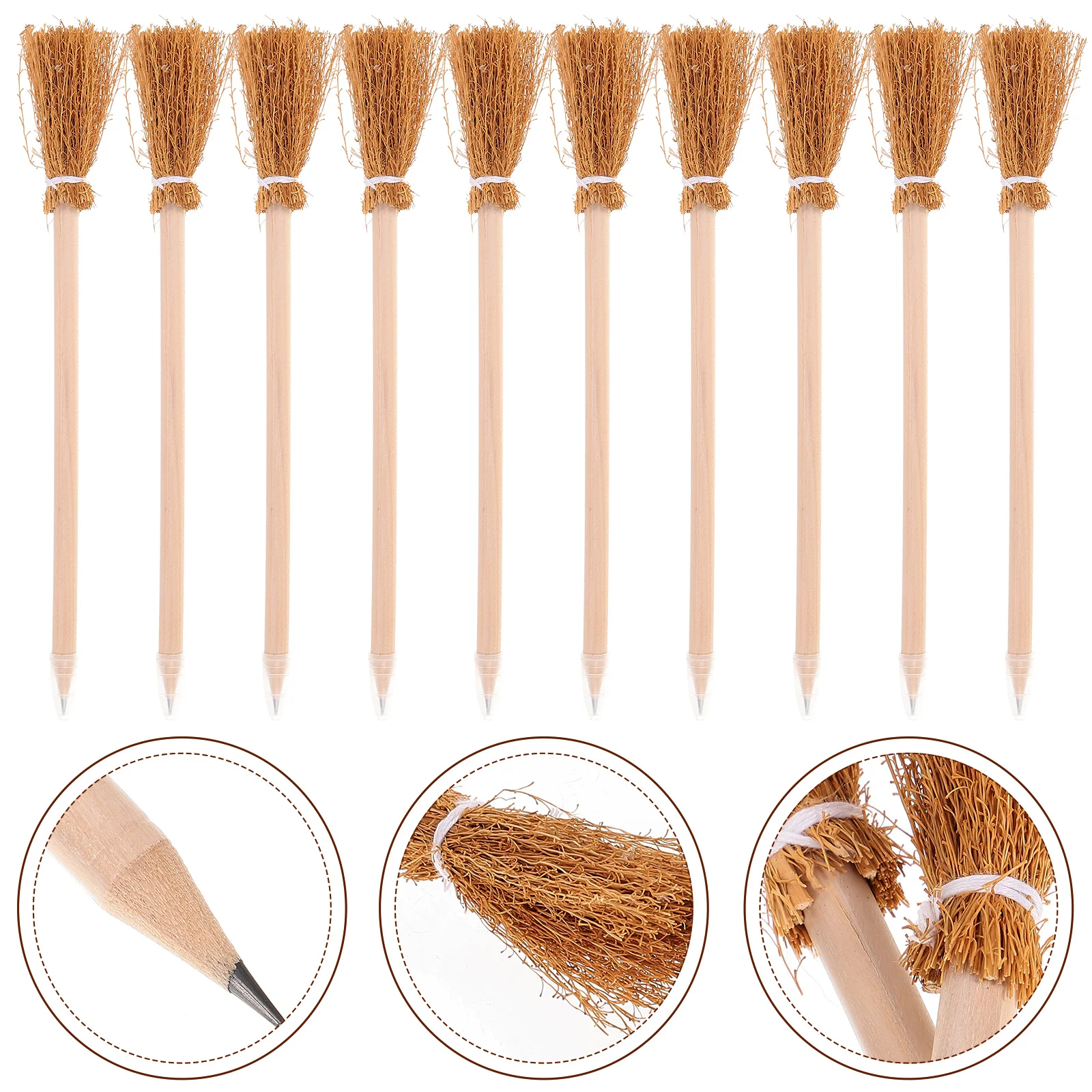 

10 Pcs Halloween Witch Broom Pen Pencil (Broom Pencil) 10pcs for Writing Erasers Pencils Nice Portable Gifts Wooden