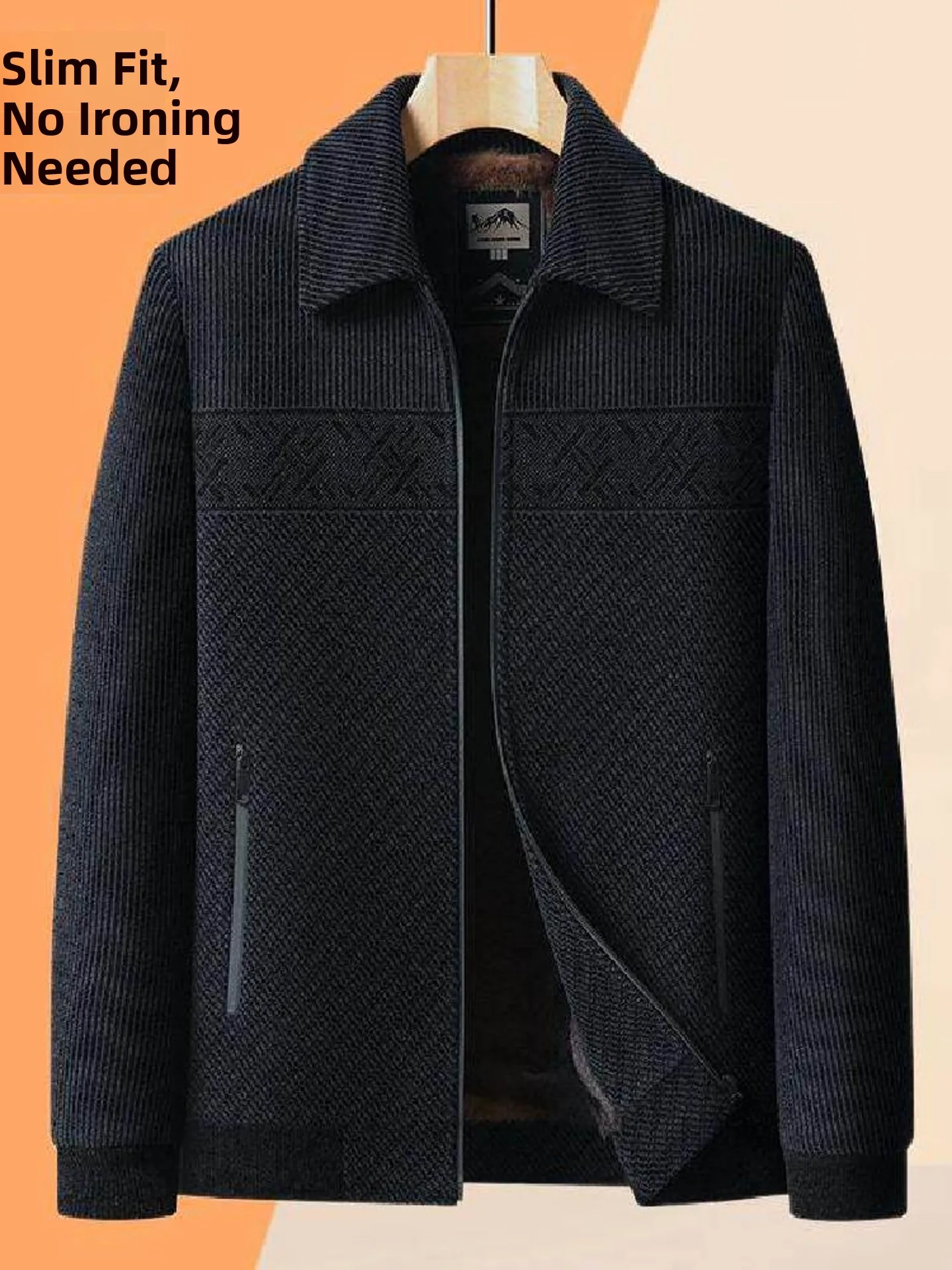 

Thiened Fce Lined Casual Cotton Jaet for Men Busin Leisure Dad Clothes Snow NiEr Sle Lightweight Luxury Autumn Wi...