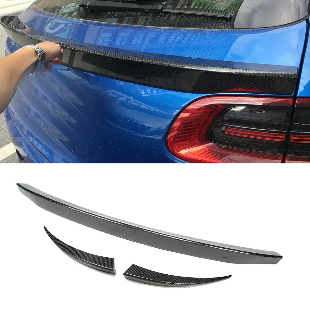 Car Rear Trunk Spoiler Wing Mid Splitter Flap Tail Gate Window Lip Trim For Porsche Macan 2014-2018 4 Door