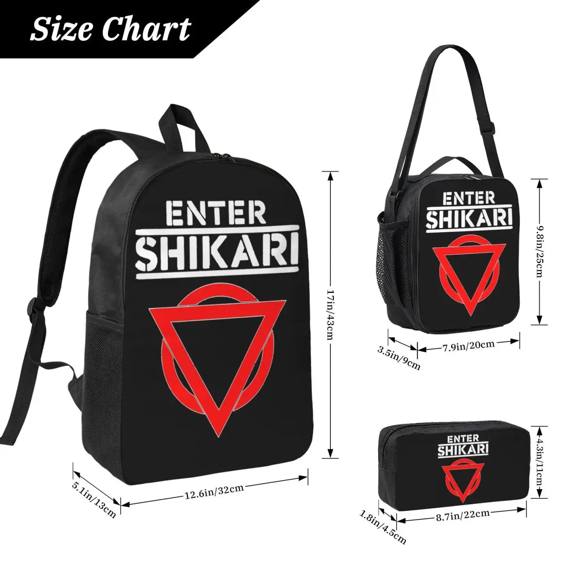 Enter Shikari Rock Band Graphic Backpack BookBag School Bag Computer Shoulder Bags 3ps Insulated Lunch Bag Pencil Case