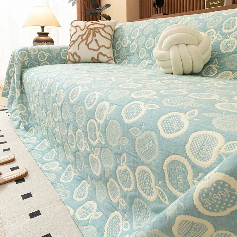 Cotton Sofa Towel Fresh Three-layer Yarn Jacquard Nap Blanket Soft and Breathable Full Coverage Sofa Protective Cover Home Decor