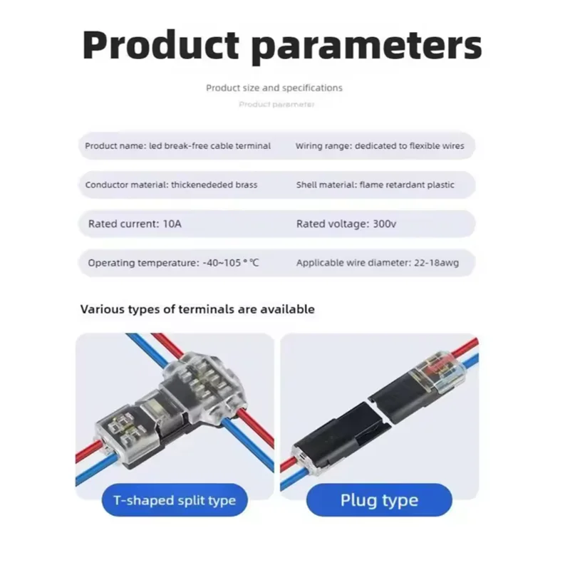 10/30/50pcs wire connect terminal connector, 3-pin Bidirectional Plug-in Cable Buckle Connector DC Lock Cover Suitable LED image 4