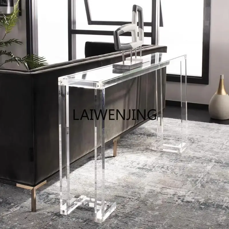 

MJY acrylic entrance light luxury glass desk home decoration table transparent against the wall