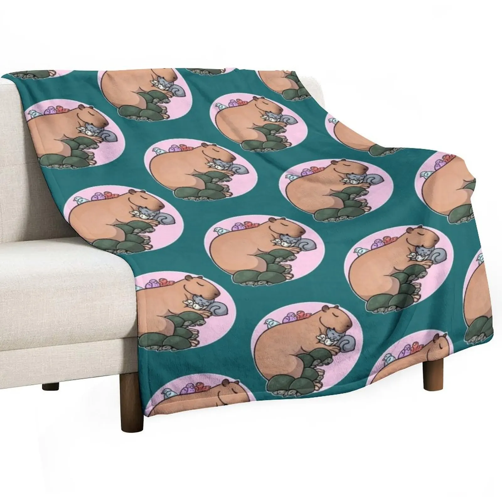 

Capybara snuggles Throw Blanket Cute Comforter Blankets For Baby Sleeping Bag Blankets
