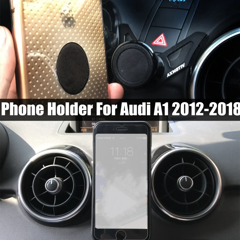 For Audi A1 2012-2018 Car Phone Bracket Air Vent Mount Magnet Holder 360 Rotatable Support Mobile GPS Accessories Carbon Fiber