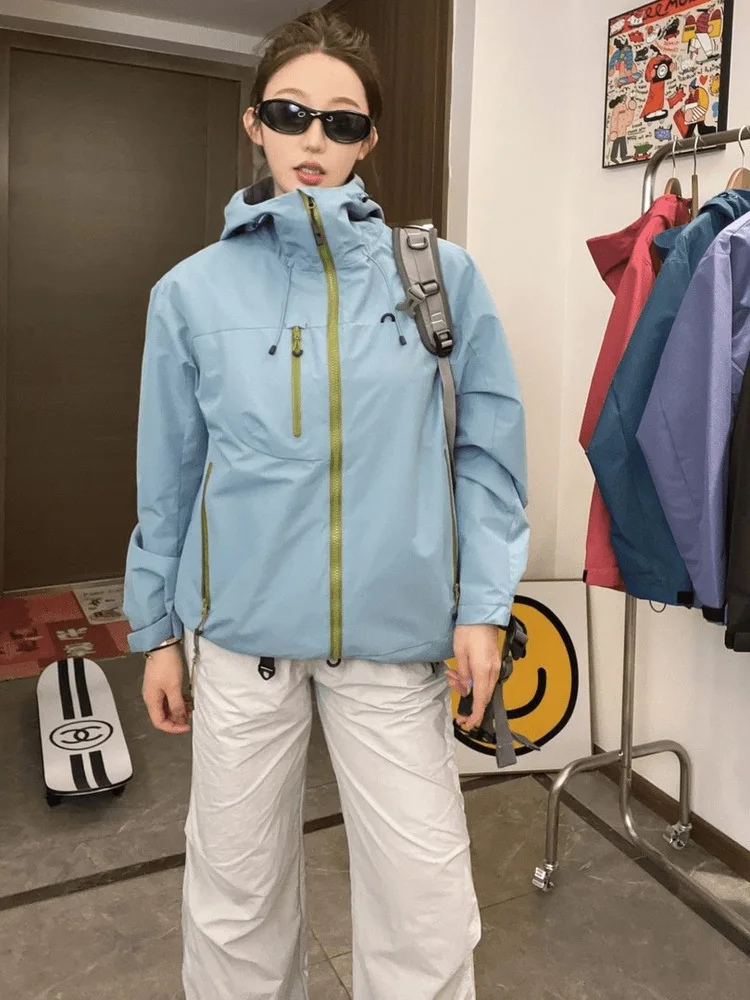 

Men's Hooded Waterproof Jaet Durable Ox Cloth Outdoor Functional Hiking Clothes Couple Outfit Lightweight Autumn Coat