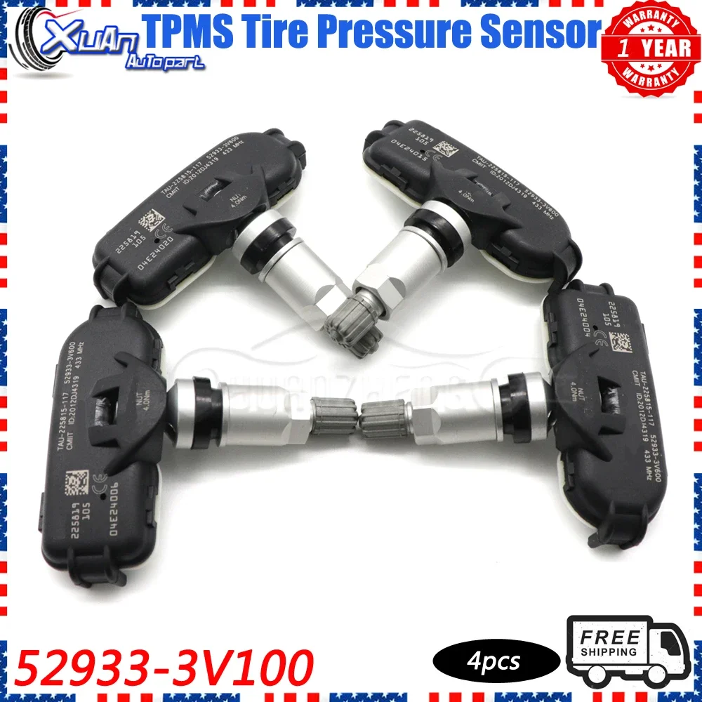 

XUAN 4 PCS Tire Pressure Monitor Sensor TPMS 52933-3V100 For HYUNDAI Azera 11 i40 VF ix35 2.0L GT 1.6L Sunrunner 1.6L 434MHZ
