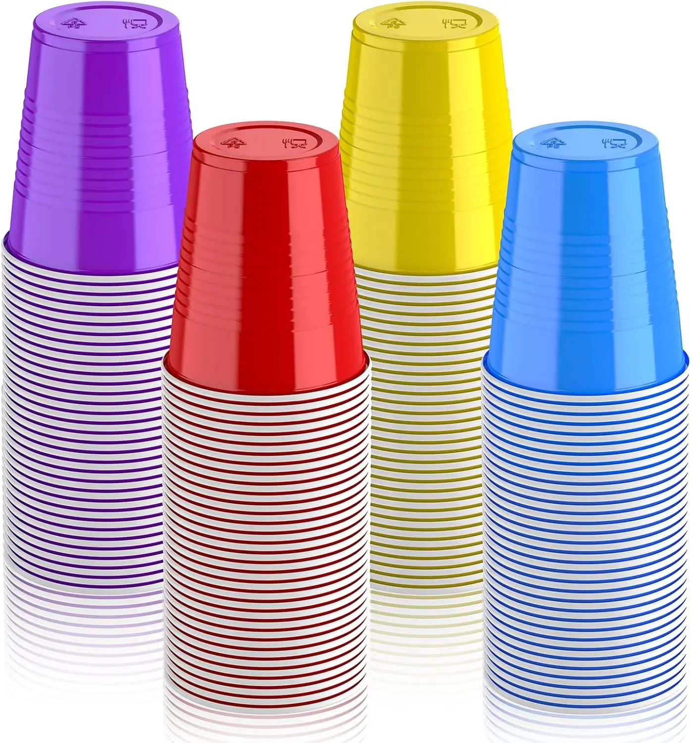 

200 Pack 12 oz Disposable Plastic Cups, Assorted Color Plastic Party Cups for Parties, Events, Game and BBQ