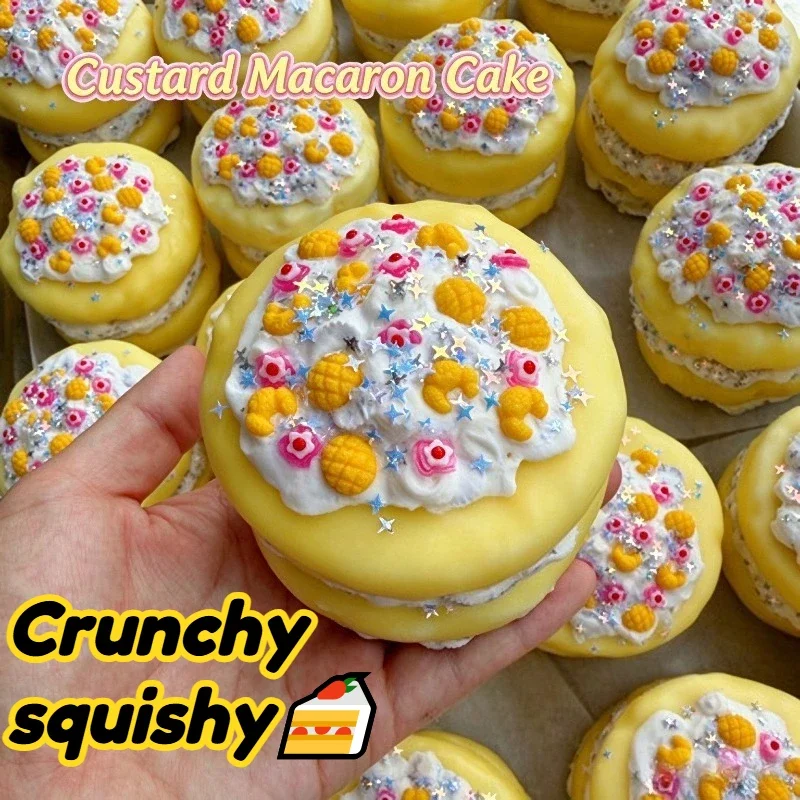 Crunchy Squishy Simulate Macaron Cake Wax Cracking Ball Squeeze Toys DIY Stress Relieving Toy ASMR Anti Stress Fidget Toys 왁뿌케이크