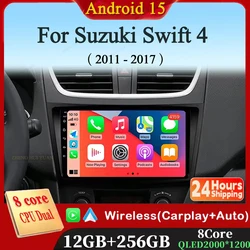 Android15 For Suzuki Swift 4 2011-2017 Car Radio Head Unit Auto BT Stereo Multimedia Video Monitor GPS Navigation WIFI 4G DSP 4G