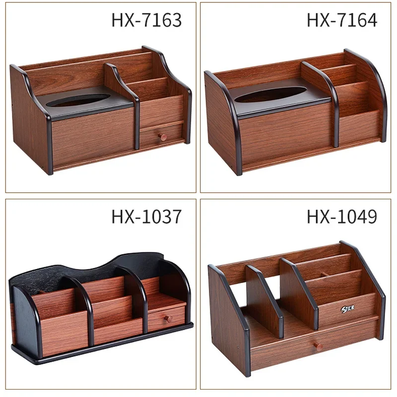 Multi-function Wooden Storage Box Desktop Organizer Remote Controller Holder Stationery Pen Holder Makeup Box Office Supplies