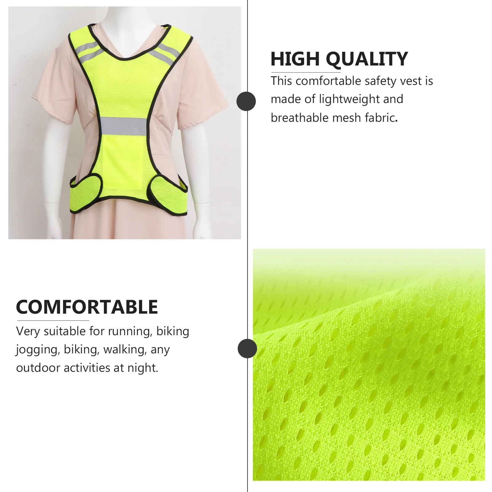 High Visibility Vest Cycling Reflective Fluorescent at Night for Running Safety Women