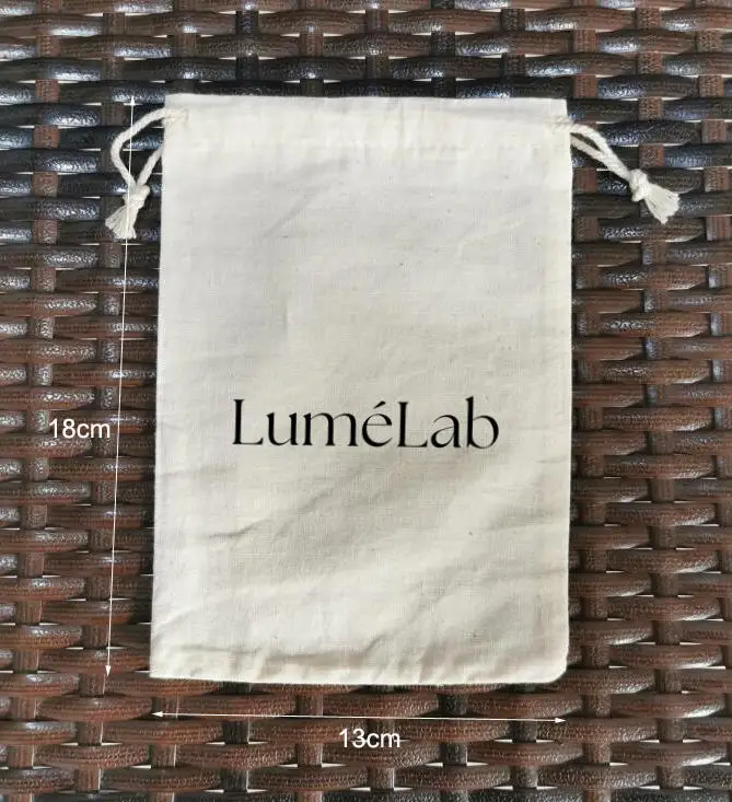 

100 Pieces 13x18cm Drawstring Cotton Gift Pouches Screen Printed With Black Logo Customized Logo